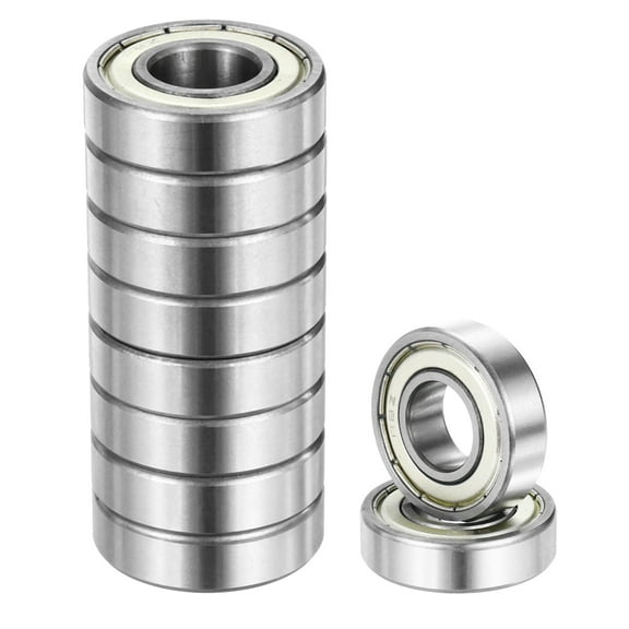 10pack R8ZZ 1/2" ID x 1-1/8" OD x 5/16" Height Z3 Ball Bearings, Silver Tone