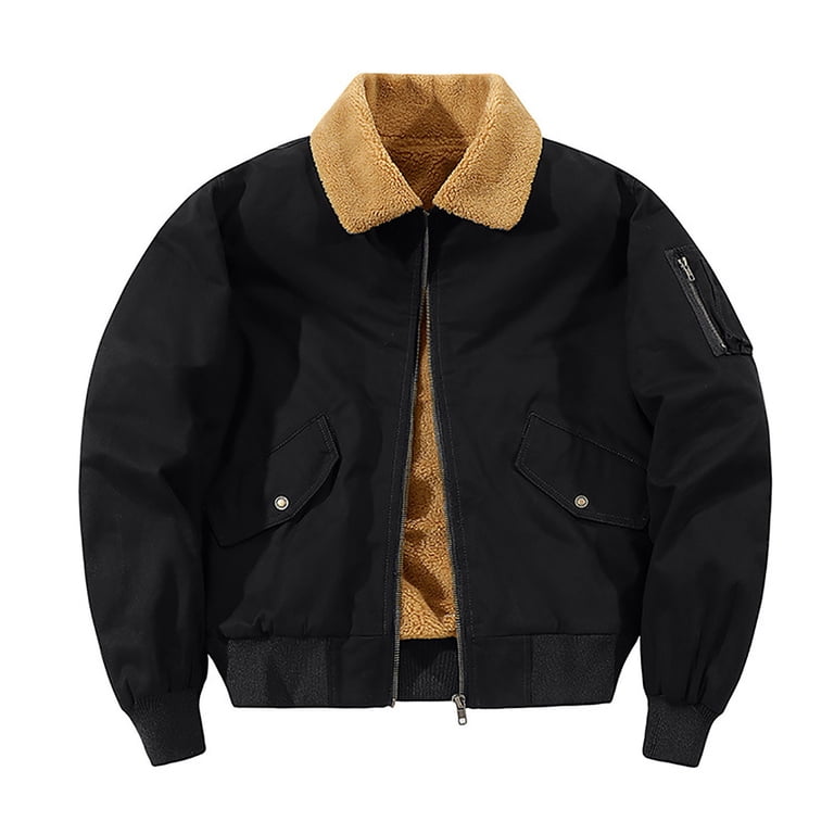 Winter Jacket Sevevn Men's Washed Cotton Military Jacket Sherpa