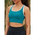 thumbnail image 3 of Sociala Color Blocked Bikini Tops for Womens Scalloped Trim Swim Top with Padded (No Bottoms), 3 of 5