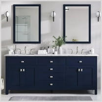 Totti Artemis 60" Blue Transitional Double Sink Bathroom Vanity w/ White Carrara Style Man-Made Stone Top