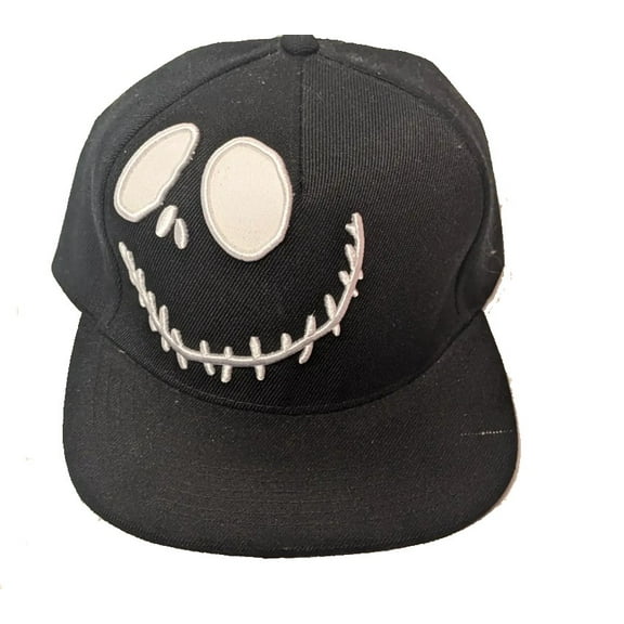 Jack Skellington Snapback Hat Baseball Hat - one size fit most (Black with White Logo)