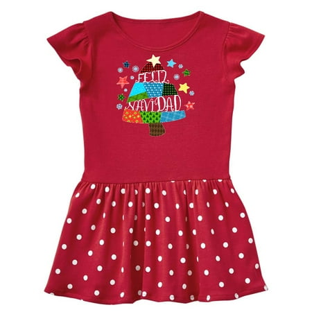 

Inktastic Feliz Navidad Patchwork Tree Quilting Gift Toddler Girl Dress