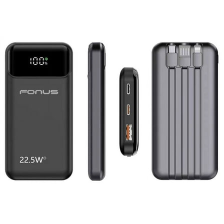 22.5W PD Fast Charge 10000mAh Power Bank for Google Pixel 8a/6a/6 Pro - Backup Battery Portable Charger Built-in Cable LED Display 1-Port USB