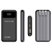 10000mAh Power Bank for Galaxy S23 FE - 22.5W PD Fast Charge Backup Battery Portable Charger Built-in Cable LED Display 1-Port USB Compatible With Samsung Galaxy S23 FE