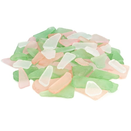 Sea Glass | Green Pink & White | 11oz Sea Glass for Decor & Craft