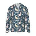 thumbnail image 1 of Vsdgher Cute Rabbit Floral Print Adult Hoodie Shirts Rash Guard for Men Women,Long Sleeve Sun Protection Fishing Shirts for Athletic Running Swim-X-Large, 1 of 7