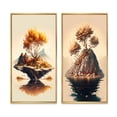 thumbnail image 2 of Designart "Vibrant Bonsai on Rock I" Tree Bonsai Framed Wall Art Set Of 2 - Orange Landscapes Framed Canvas Set For Living Room Decor, 2 of 7