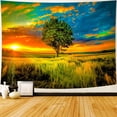 thumbnail image 2 of Tapiz para colgar en la pared con forma de árbol de la vida al atardecer, 150 x 130 cm, piel de melo, 2 of 3