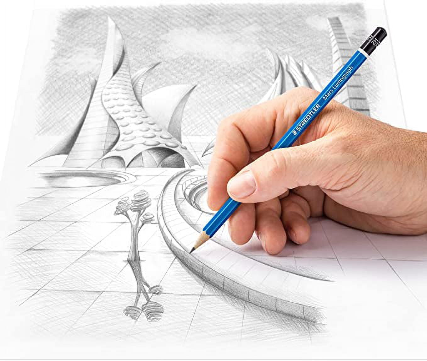 STAEDTLER Mars Lumograph 2H Graphite Art Drawing Pencil, Medium Hard, Break-Resistant Bonded Lead, 12 Pack, 100-2H