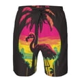 thumbnail image 3 of Balery Flamingo And Palm Trees At Sunset Traje de Baño Estilo Hawaiano para Hombre, Shorts de Secado Rápido con Bolsillos-Medium, 3 of 6