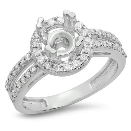 0.50 Carat (ctw) 10K White Gold Round White Diamond Ladies Split Shank Bridal Semi Mount Engagement Ring 1/2 CT (No Cent