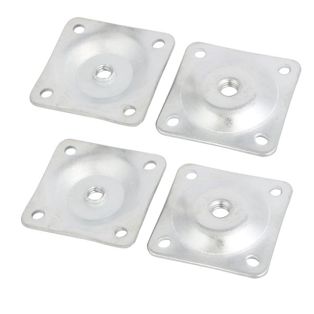 48mmx48mmx2mm Iron Sofa Table Leg Mounting Plates Silver Tone 4pcs