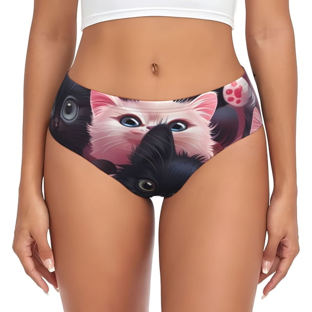 Fotbe Cute Kittens Group Portrait Calzones Estampados para Mujer – Ropa Interior de Algodón, Cómoda, Suave y Elástica-4X-Large