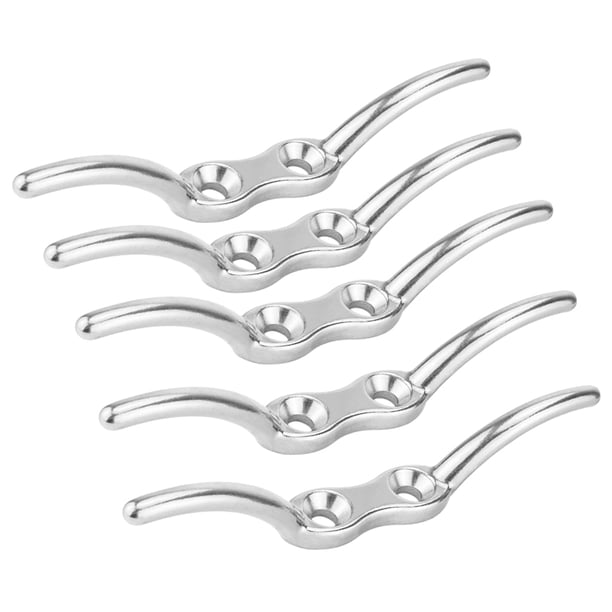 5x Gancho de Cala de Asta de Bandera de Plata, Herraje Marino de Cala de Cuerda de 4 Pulgadas Sin Oxidación para Cuerda de Bandera de Muelle Macarena Taco de cuerda de acero inoxidable