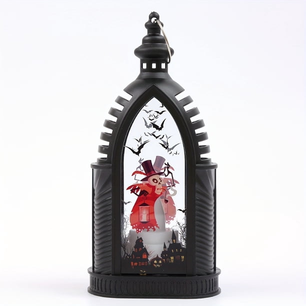 Farolillo Decorativo de Calabaza para Halloween | Juego de Lámparas Led con Forma de Esqueleto y Bruja | Faroles Colgantes de Halloween a Pilas | Kit de Decoración de Halloween de 3 Piezas | 7,2 X 5,
