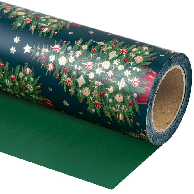 Rollo reversible de papel de regalo WRAPAHOLIC, 43 x 10 m, color verde