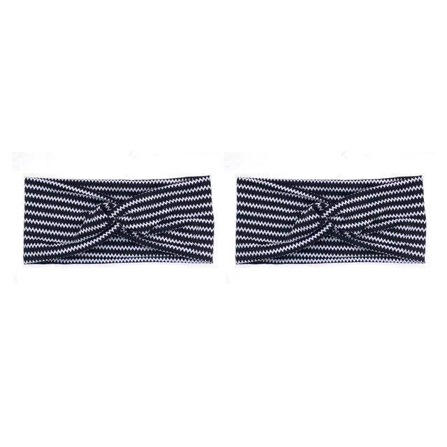 Minnieouse Diadema de ganchillo Deportes Tie-dye Banda ancha para el sudor Antideslizante Alta elasticidad para deportes Yoga Gimnasio Correr Negro ondulado negro ondulado 2piezas Minnieouse CBP384004