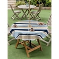 thumbnail image 4 of Outdoor Tablecloths with Umbrella Hole & Zipper, Navy Blue Khaki Striped Round Tablecloth 54 Inch, Farmhouse Stripes Modern Abstract Art Waterproof Table Cloth, Patio/Pool/Picnic Table Covers, 4 of 8