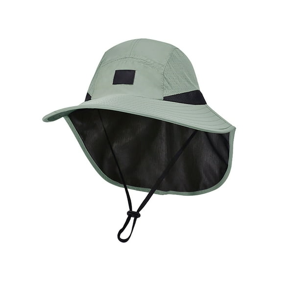 Audhol Hats for Women Sun Hat Sun Wide Brim Bucket Hat Foldable Outdoor Baseball Cap With Shawl Hat Arm Green One Size