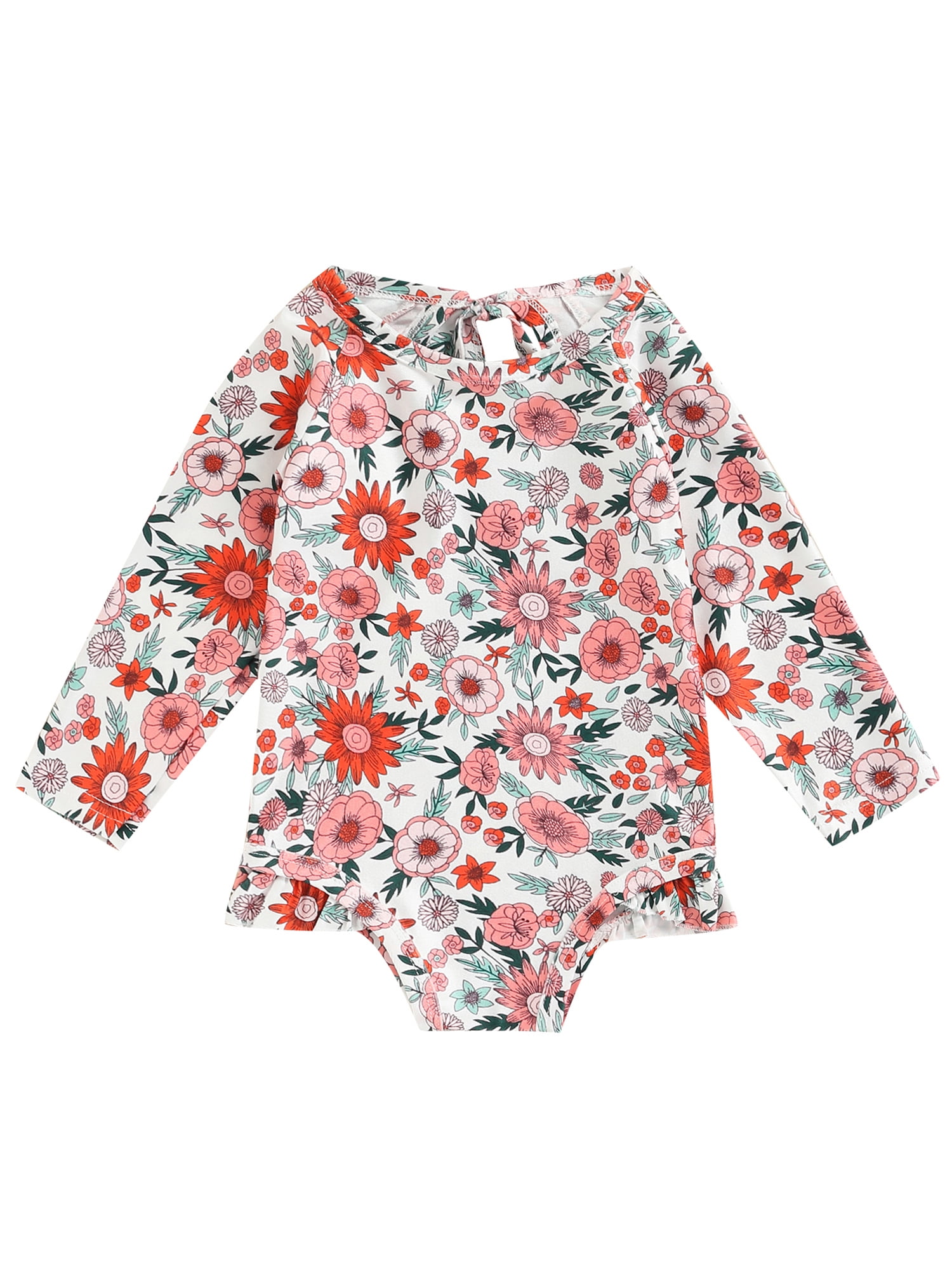 Musuos Baby Girl Swimsuit Long Sleeve Bathing Suit Hawaiian Rash Guard