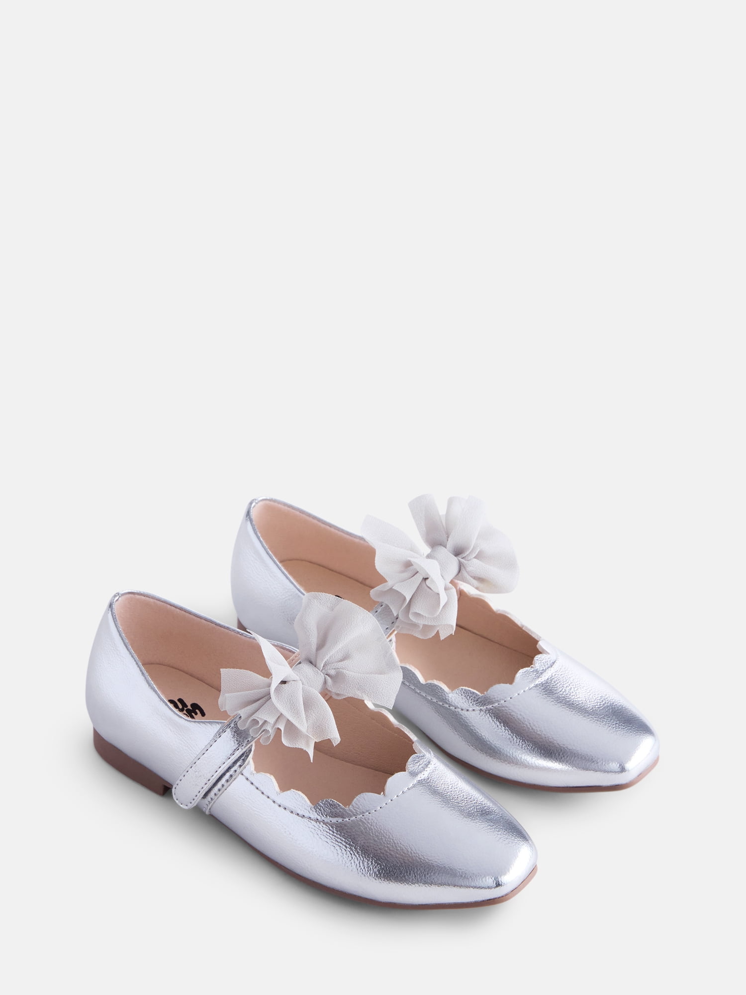 Wonder Nation Little Girls and Big Girls Scallop Ballet Flats with Tulle Bow