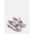 thumbnail image 2 of Wonder Nation Little Girls and Big Girls Scallop Ballet Flats with Tulle Bow, 2 of 5