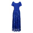 thumbnail image 4 of PENGXIANG Grande Taille pour Femme V-Cou Manches Courtes Floral Paillettes Soirée Partie Maille Robe, 4 of 6