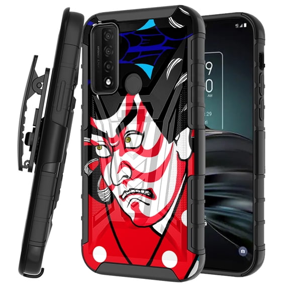 DALUX V Kickstand Holster Hybrid Phone Case Cover Compatible with TCL 30 XE 5G (2022) - Stripe Kabuki