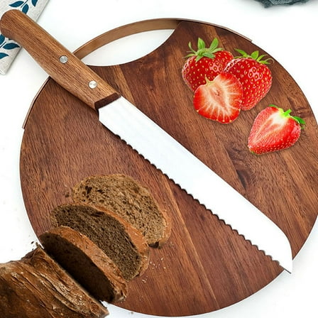 HOOWIFFY Wooden Bread Knife 2Pcs Construction Serrated Edge For Slicing Crusty Loaves Bakers