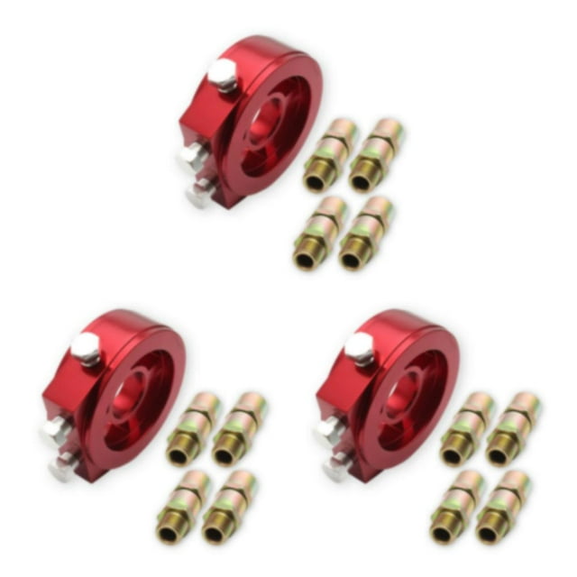 ZheElen 1/2/3 High Performance Filter Cooler Sandwich For Easy Installation Sandwich Plate Adapter Oil Filter red 8*8*2.8cm 3PCS