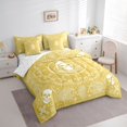 thumbnail image 2 of Castle Fairy Abstract Skull Paisley Queen Bedding 7pcs,Gothic Bohemian Flower Bedding Comforter Set Queen,Mustard White,Reversible, 2 of 7