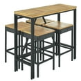 thumbnail image 4 of 5 Pieces Outdoor Patio Wicker Bar Set, Foldable Wood Tabletop with 4 Square Stools, Brown, 4 of 15