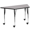 thumbnail image 1 of Mobile 29.5''W x 57.25''L Trapezoid Grey Thermal Laminate Activity Table - Standard Height Adjustable Legs, 1 of 5