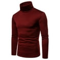 thumbnail image 2 of IROINNID Button Up Shirts for Men Solid Turtleneck Long Sleeve Blouse Pullover Base Shirt Blouse,Burgundy, 2 of 4