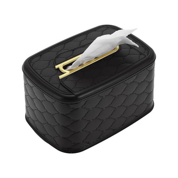 Unique Bargains 1 Pc With Spring Tissue Box Cover for Bedroom Table Plastic Black