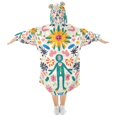thumbnail image 2 of FORMRS Wearable Blanket Hoodie with Sleeves for Kids Cozy Flannel Sweatshirt, Abstract Floral, 2 of 7