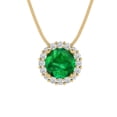thumbnail image 4 of Clara Pucci 14K Yellow Solid Hypoallergenic Gold 1.16Ct Emerald Round Brilliant Cut Halo Designer Necklace Pendant For May, 4 of 7