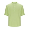thumbnail image 1 of Camisa de Manga Corta Botón de los Hombres, Casual Color Sólido, de Pie Cuello Piña Camisa de Blusa Cuadrada, 1 of 4