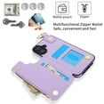 thumbnail image 4 of Allytechgroup iPhone 16 Wallet Case, RFID Blocking Zipper Pocket Ring Holder Kickstand Bumper Shockproof Portable Durable Phone Case for Apple iPhone 16, Violet, 4 of 8