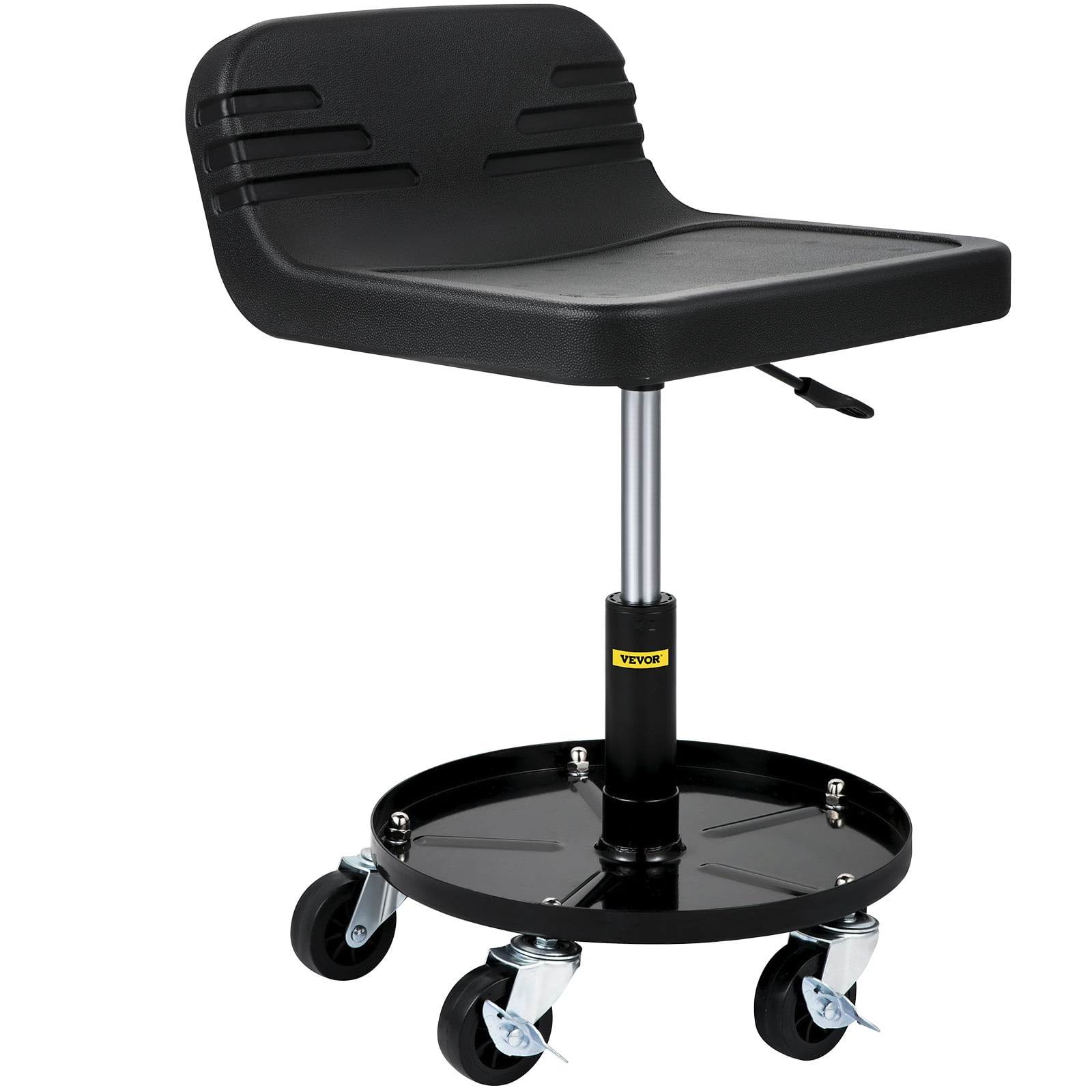 VEVOR Pneumatic Stool,400 LBS Rolling Garage Stool,22” to 26” Adjustable Height Mobile Rolling Gear Seat,Round Shop Stool with Parts Tray,All-Terrain 5 Casters with Two Brakes Mechanic Roller Seat 