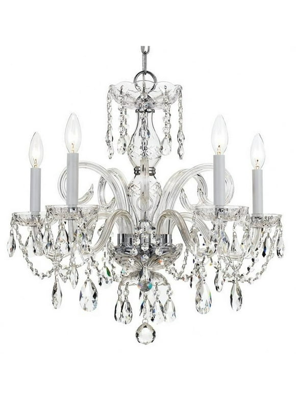 Crystorama Lighting 1005-CH-CL-S Crystal Crystal 5 Light Chandelier in Classic Style - 22 Inches Wide by 21 Inches High Clear Swarovski Strass  Polished Chrome Finish