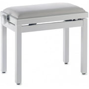 Stagg PB39 WHP VWH Adjustable Piano Bench - Highgloss White with White Velvet Seat Top