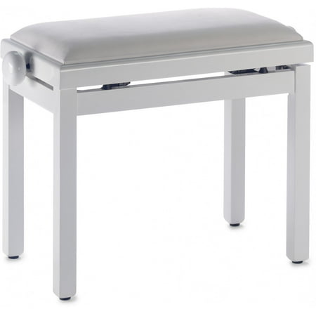 Stagg PB39 WHP VWH Adjustable Piano Bench - Highgloss White with White Velvet Seat Top