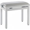 Stagg PB39 WHP VWH Adjustable Piano Bench - Highgloss White with White Velvet Seat Top