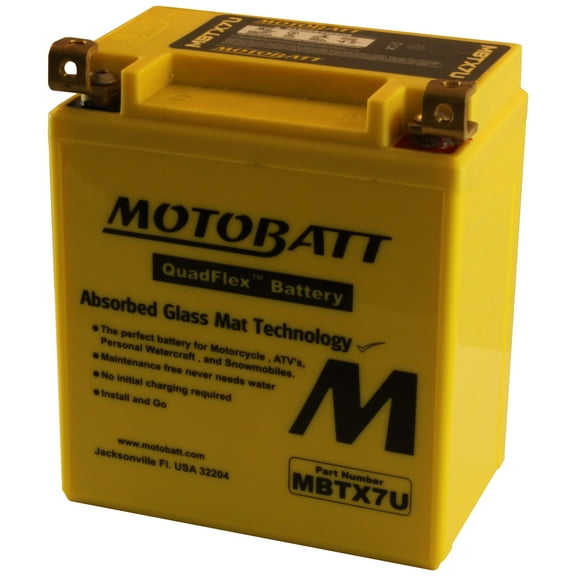 MotoBatt MBTX7U 8Ah 115 CCA AGM Powersports Battery replaces YTX7L YTX7L-BS YTZ8V