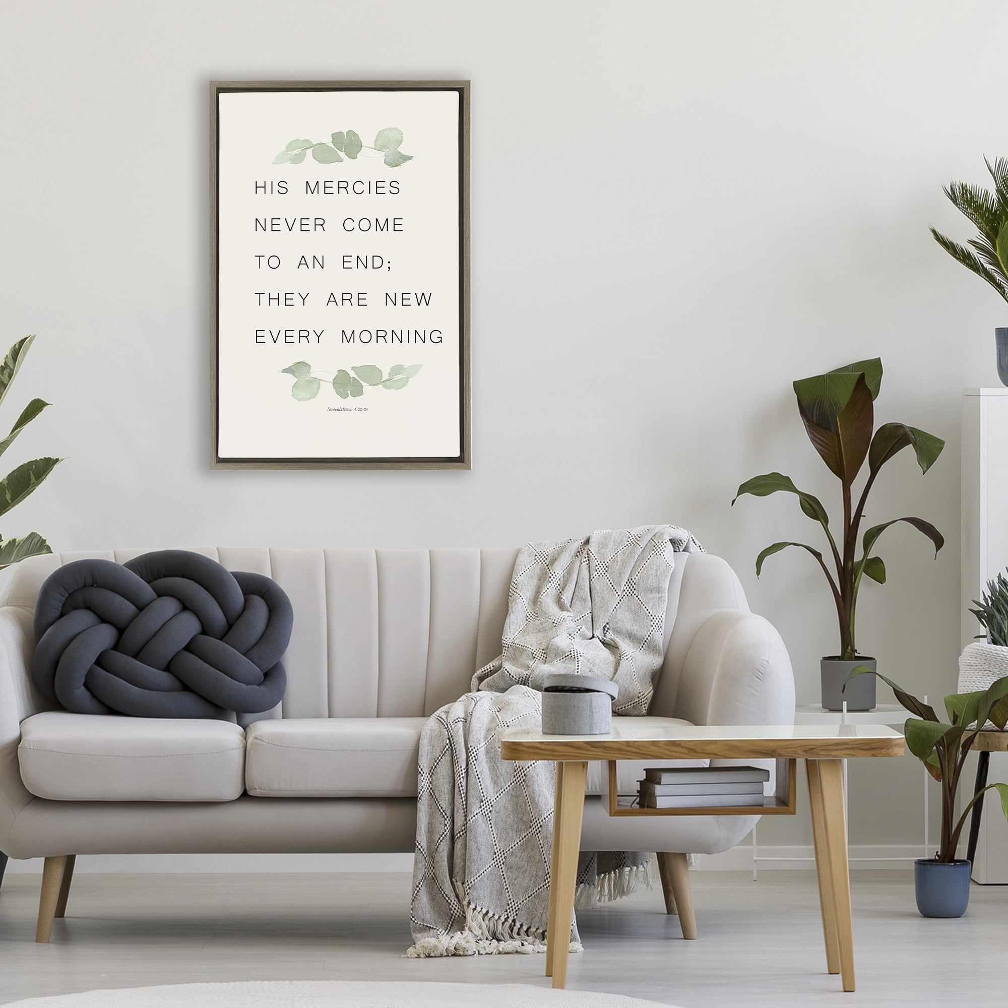 Stupell Industries Mercies New Every Morning Brown Framed Floater Canvas Wall Art, design by Lucille Price