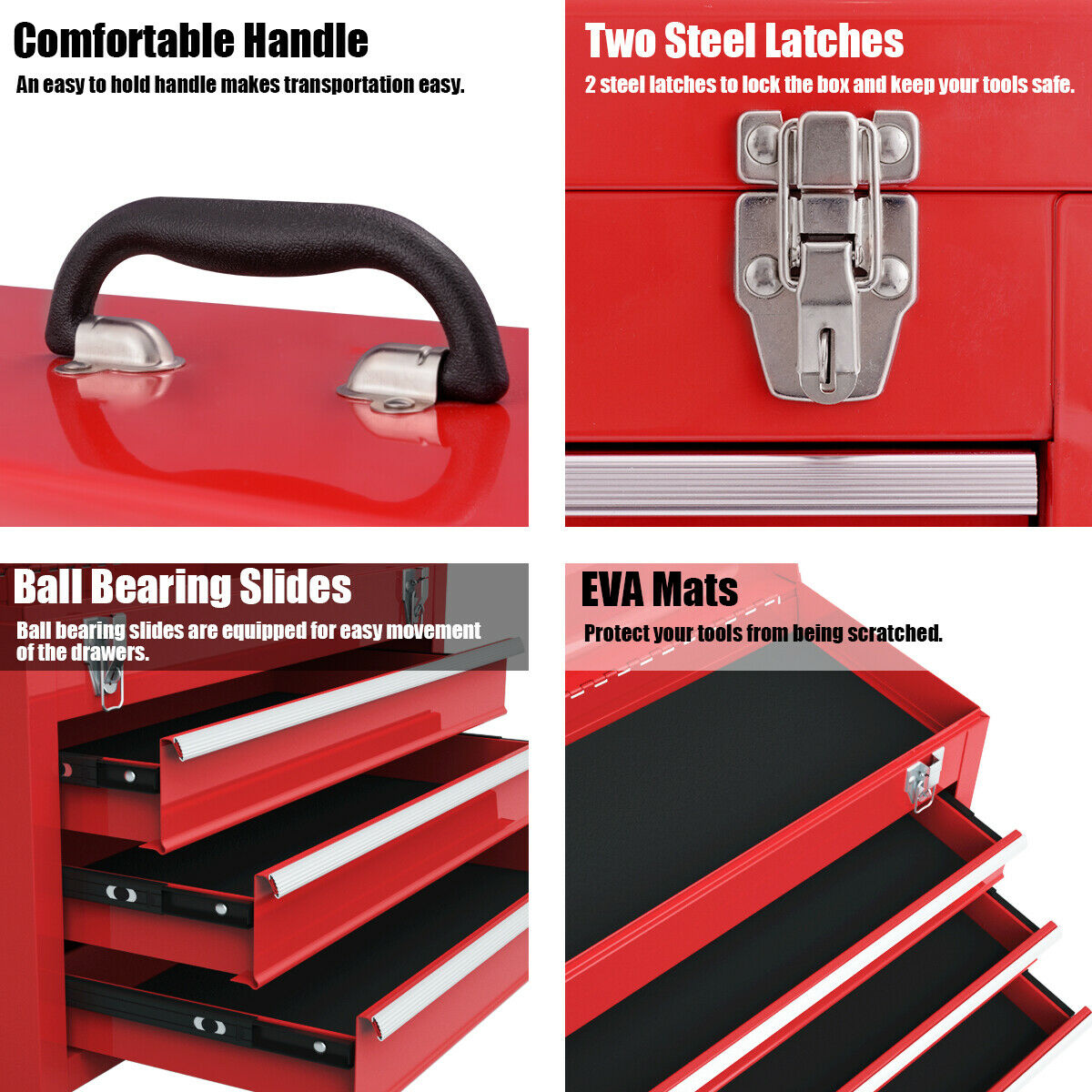 Costway Portable Tool Chest Box Storage Cabinet Garage Mechanic Organizer  Drawers Red
