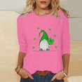 thumbnail image 1 of Meichang T-Shirts pour Femmes Jour de la Saint-Patrick Manches 3/4 Hauts Trèfle Chanceux T-Shirts Imprimé Vert Col Rond Décontracté Vacances T-Shirts Jour de la Saint-Patrick, 1 of 4