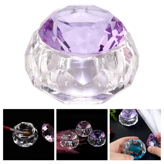 para polvo de uñas, , cristal, con tapa, polvo para arte de uñas, cuenco de cristal para uñas, herramientas de - púrpura Macarena plato dappen
