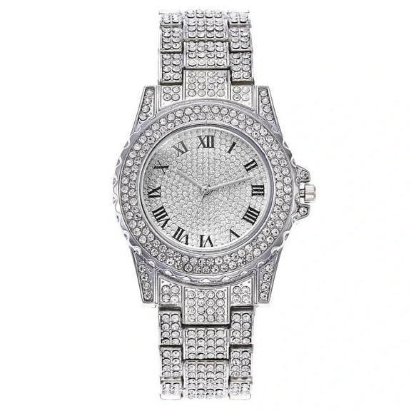 Gypsophila diamond steel band quartz watch Roman scale watch for men and women